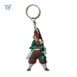 Demon Slayer anime keychain set with Tanjiro, Nezuko, Zenitsu, Inosuke, and Giyu, collectible accessories, Exit7 Bangladesh