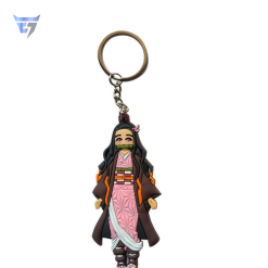 Demon Slayer anime keychain set with Tanjiro, Nezuko, Zenitsu, Inosuke, and Giyu, collectible accessories, Exit7 Bangladesh