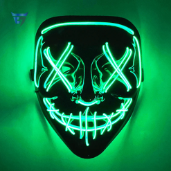 LED Purge mask with neon lights in pink, blue, and white, light up party and Halloween costume mask, Exit7 Bangladesh