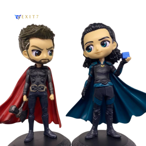 15cm Thor action figure collectible with red cape and black armor on display base