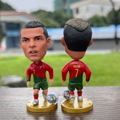 Cristiano Ronaldo mini figure set in Real Madrid, Juventus, Manchester United, and Liverpool style kits, collectible football dolls, Exit7 Bangladesh